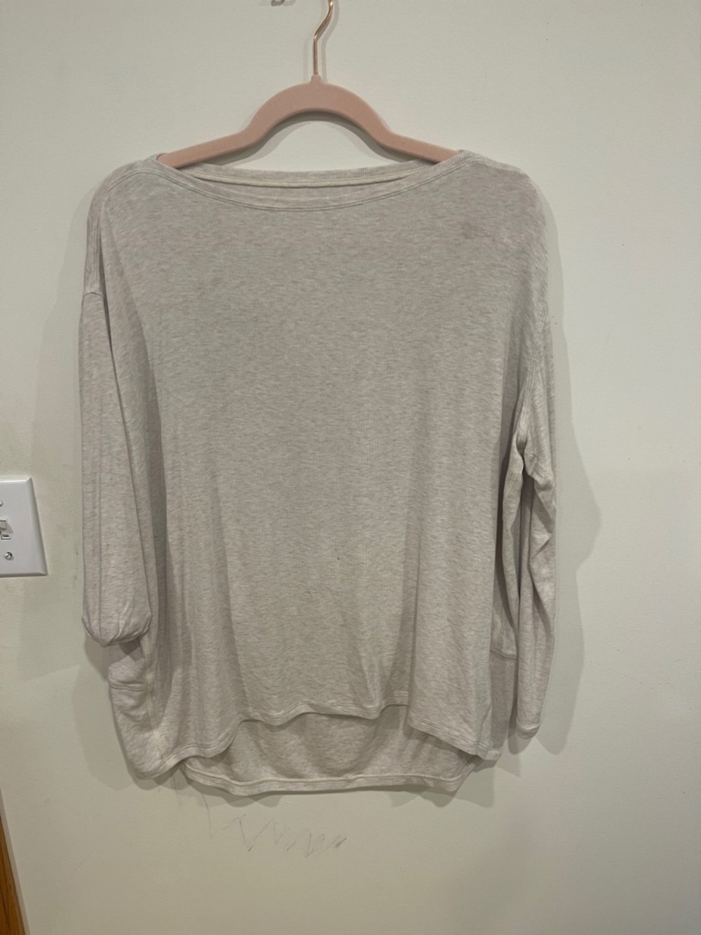 lululemon athletica Light Gray Long Sleeve Boatneck Top